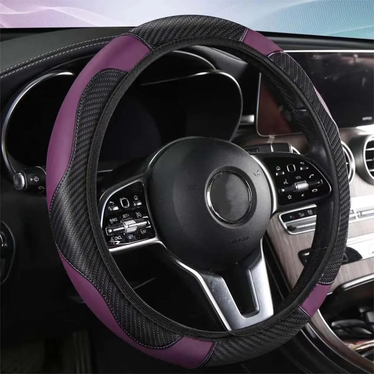 Car Steering Wheel Cover Accessory, Breathable and Anti Slip PU Leather Steering Wheel Cover