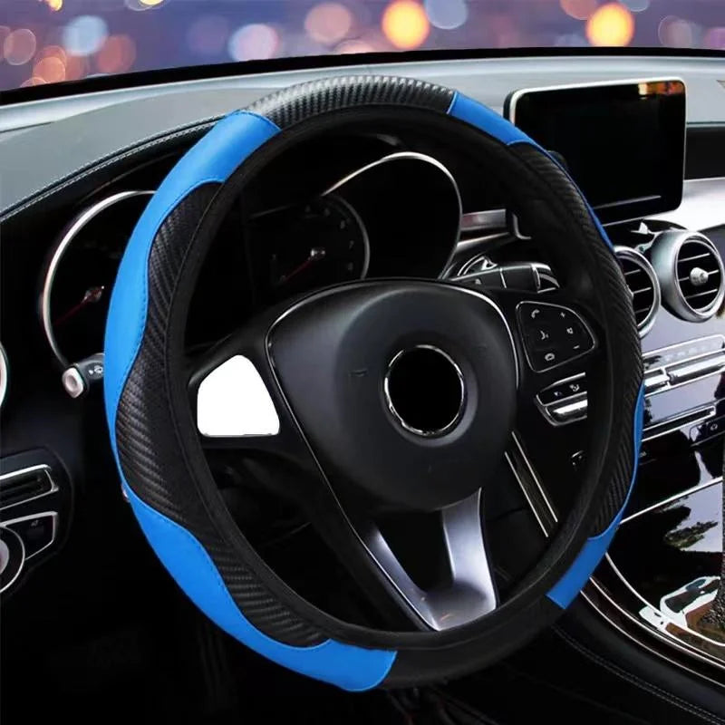Car Steering Wheel Cover Accessory, Breathable and Anti Slip PU Leather Steering Wheel Cover