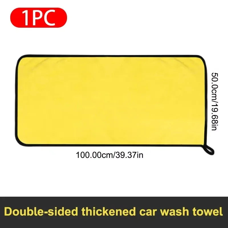 Car Microfiber Cleaning Towels Thicken Double Layer Soft Drying Cloth Towel