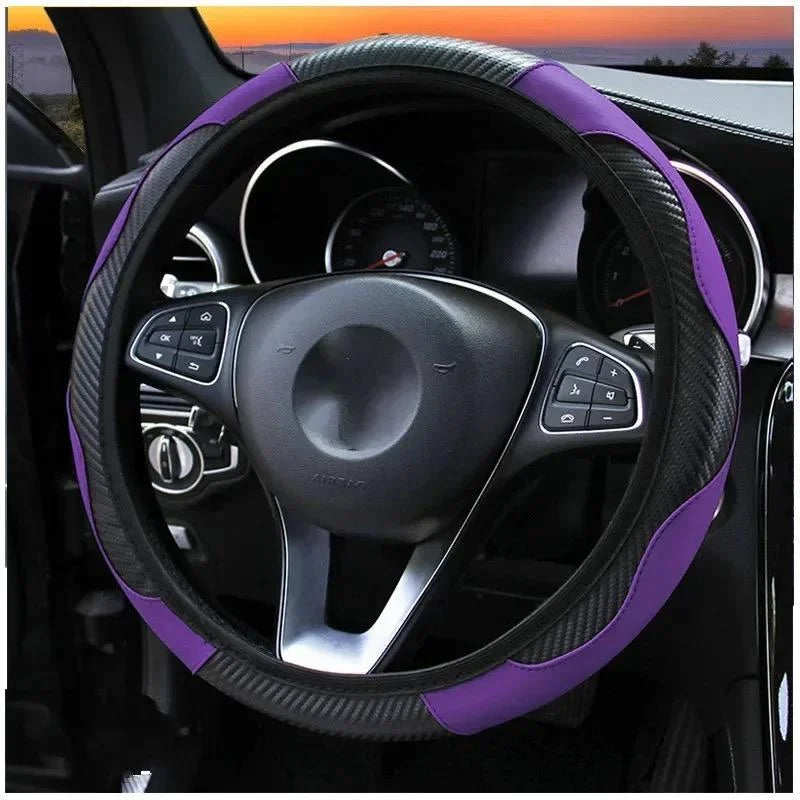 Car Steering Wheel Cover Accessory, Breathable and Anti Slip PU Leather Steering Wheel Cover