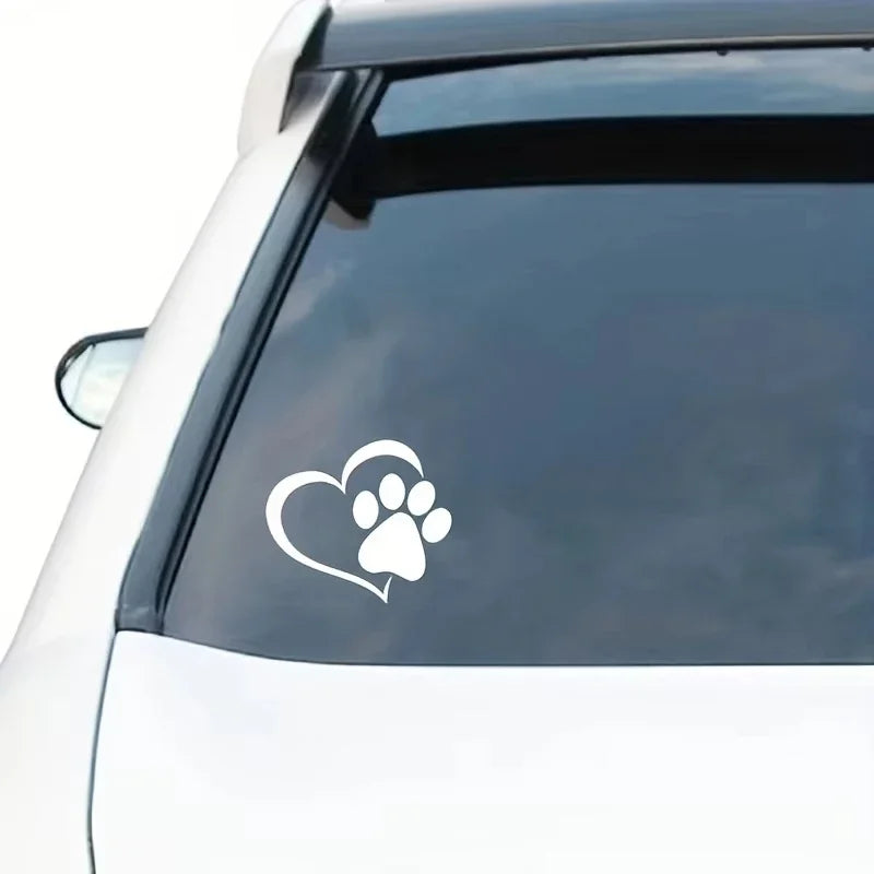 1PC Heart Dog Cat Paw Print Pet Car Window Bumper Sticker