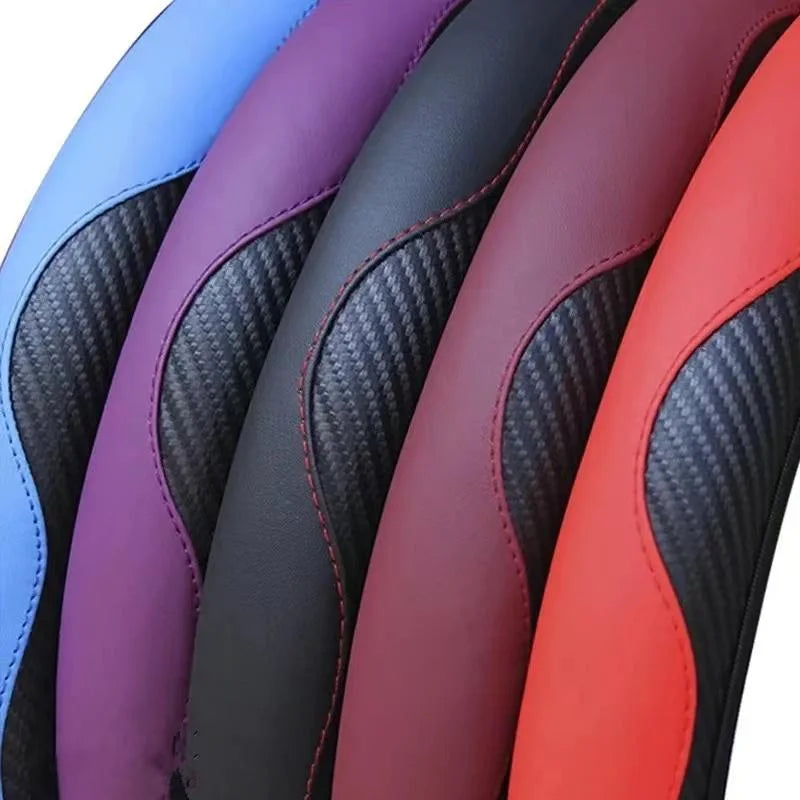 Car Steering Wheel Cover Accessory, Breathable and Anti Slip PU Leather Steering Wheel Cover