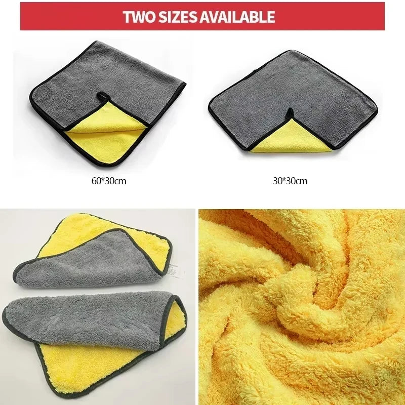 Car Microfiber Cleaning Towels Thicken Double Layer Soft Drying Cloth Towel
