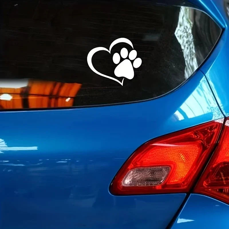 1PC Heart Dog Cat Paw Print Pet Car Window Bumper Sticker