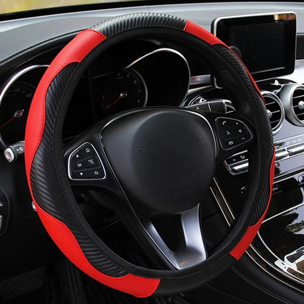 Car Steering Wheel Cover Accessory, Breathable and Anti Slip PU Leather Steering Wheel Cover