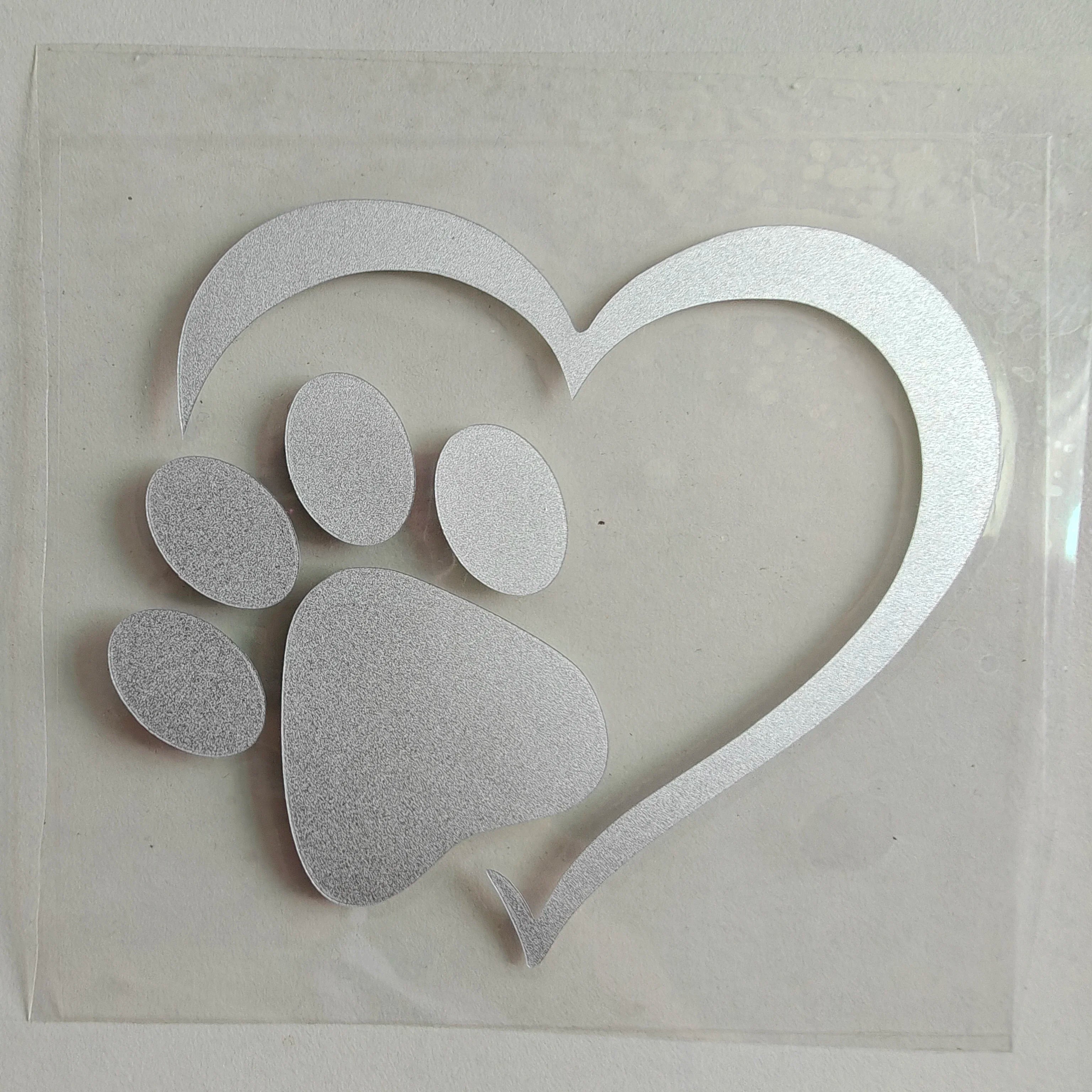 1PC Heart Dog Cat Paw Print Pet Car Window Bumper Sticker