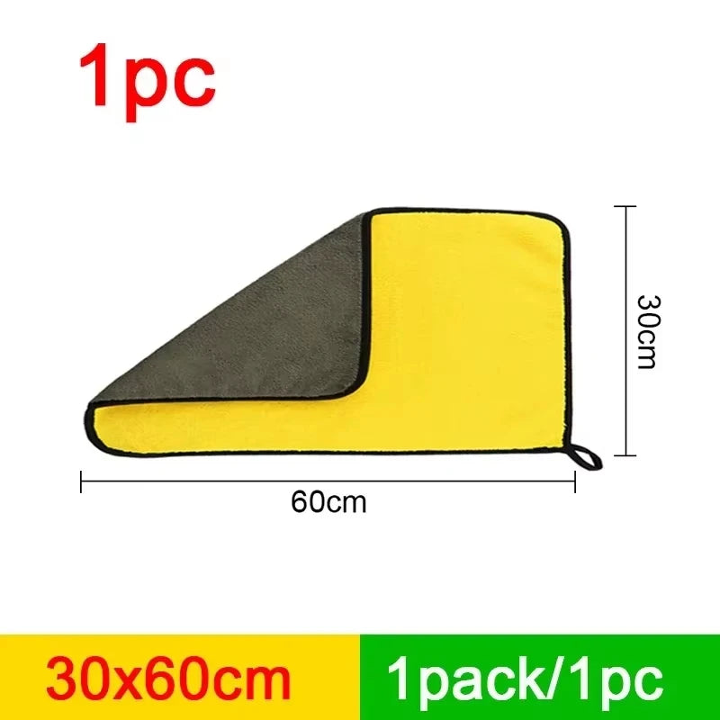 Car Microfiber Cleaning Towels Thicken Double Layer Soft Drying Cloth Towel