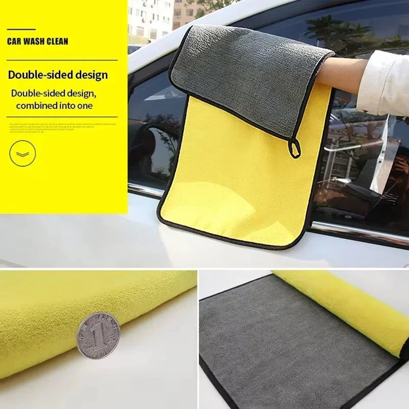 Car Microfiber Cleaning Towels Thicken Double Layer Soft Drying Cloth Towel