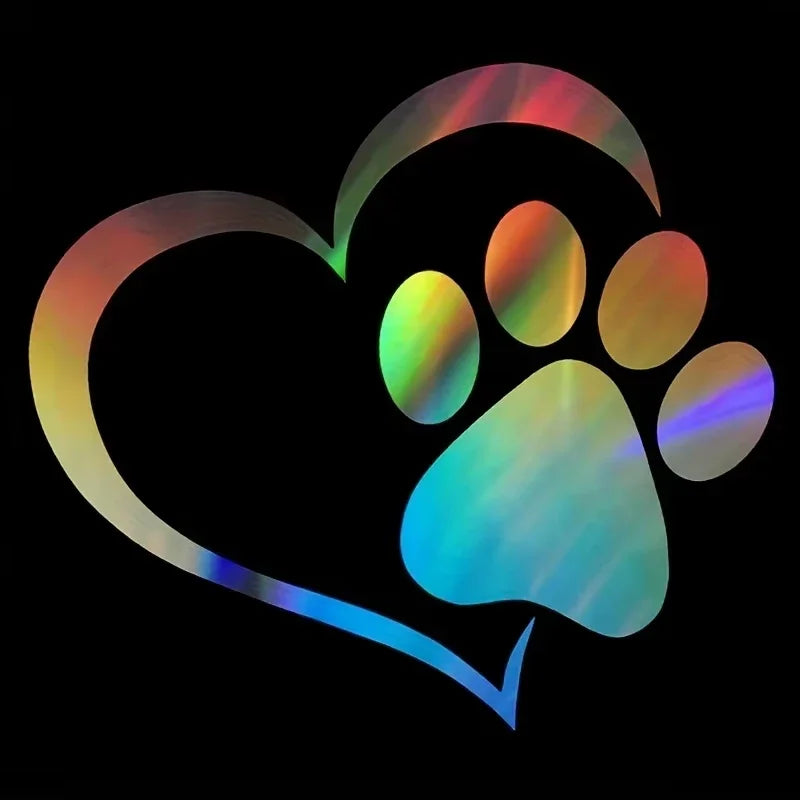 1PC Heart Dog Cat Paw Print Pet Car Window Bumper Sticker
