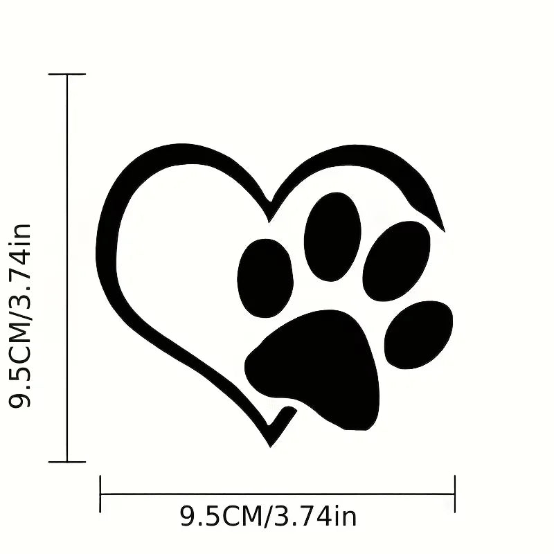 1PC Heart Dog Cat Paw Print Pet Car Window Bumper Sticker