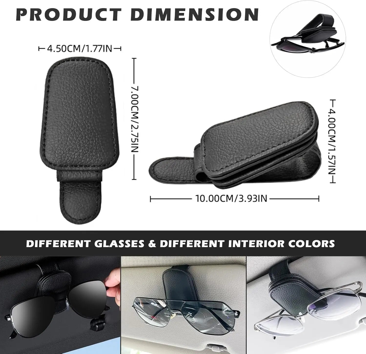 Magnetic Leather Sunglasses Clip