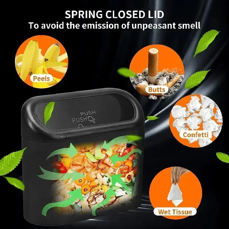 Leak-Proof Mini Car Trash Can with Lid