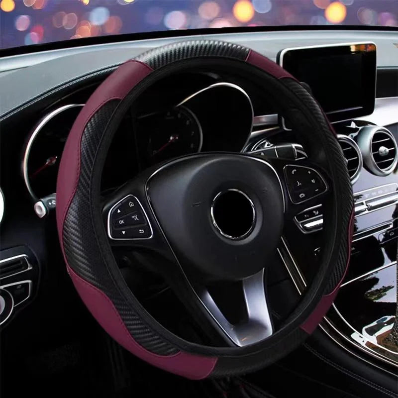 Car Steering Wheel Cover Accessory, Breathable and Anti Slip PU Leather Steering Wheel Cover
