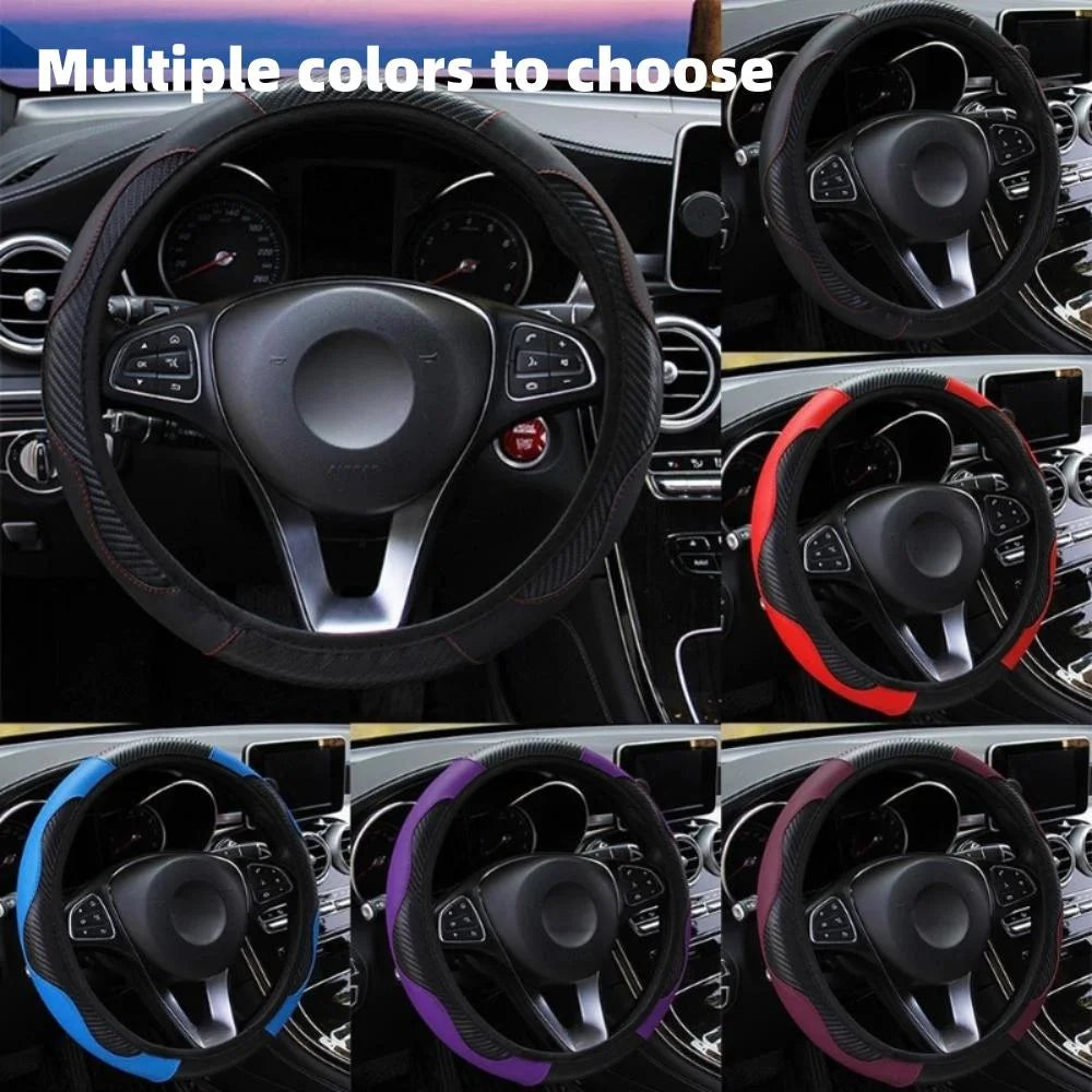 Car Steering Wheel Cover Accessory, Breathable and Anti Slip PU Leather Steering Wheel Cover