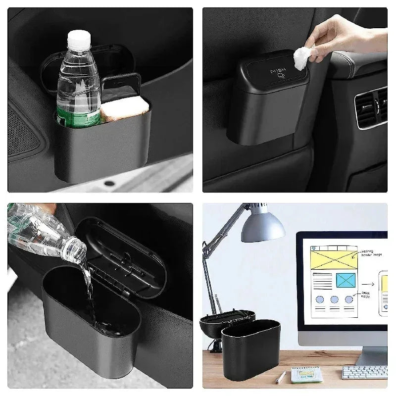 Leak-Proof Mini Car Trash Can with Lid