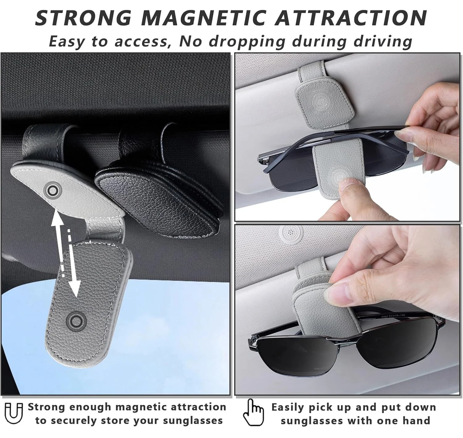 Magnetic Leather Sunglasses Clip