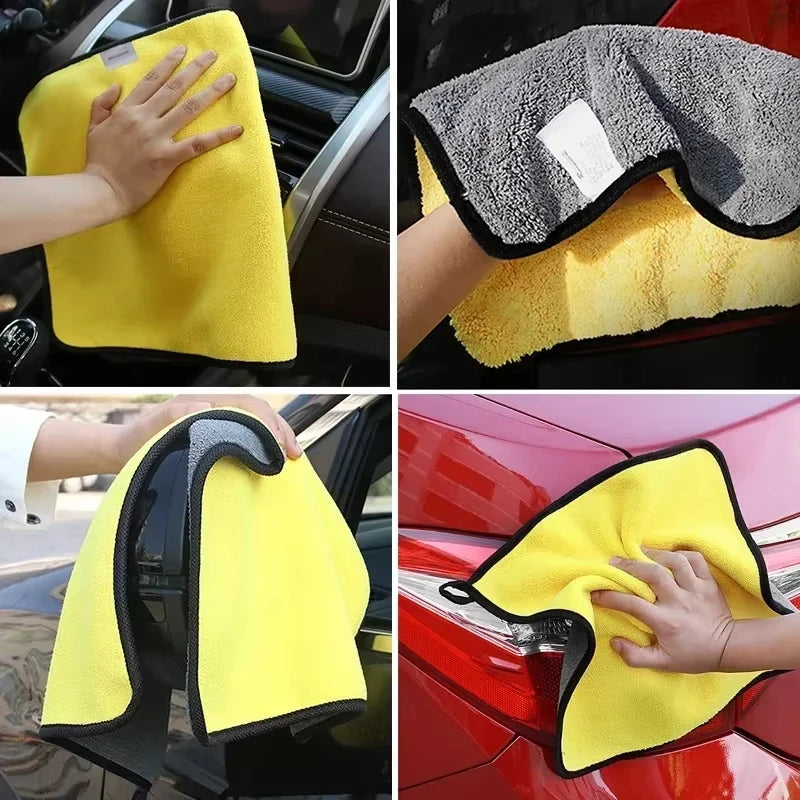 Car Microfiber Cleaning Towels Thicken Double Layer Soft Drying Cloth Towel